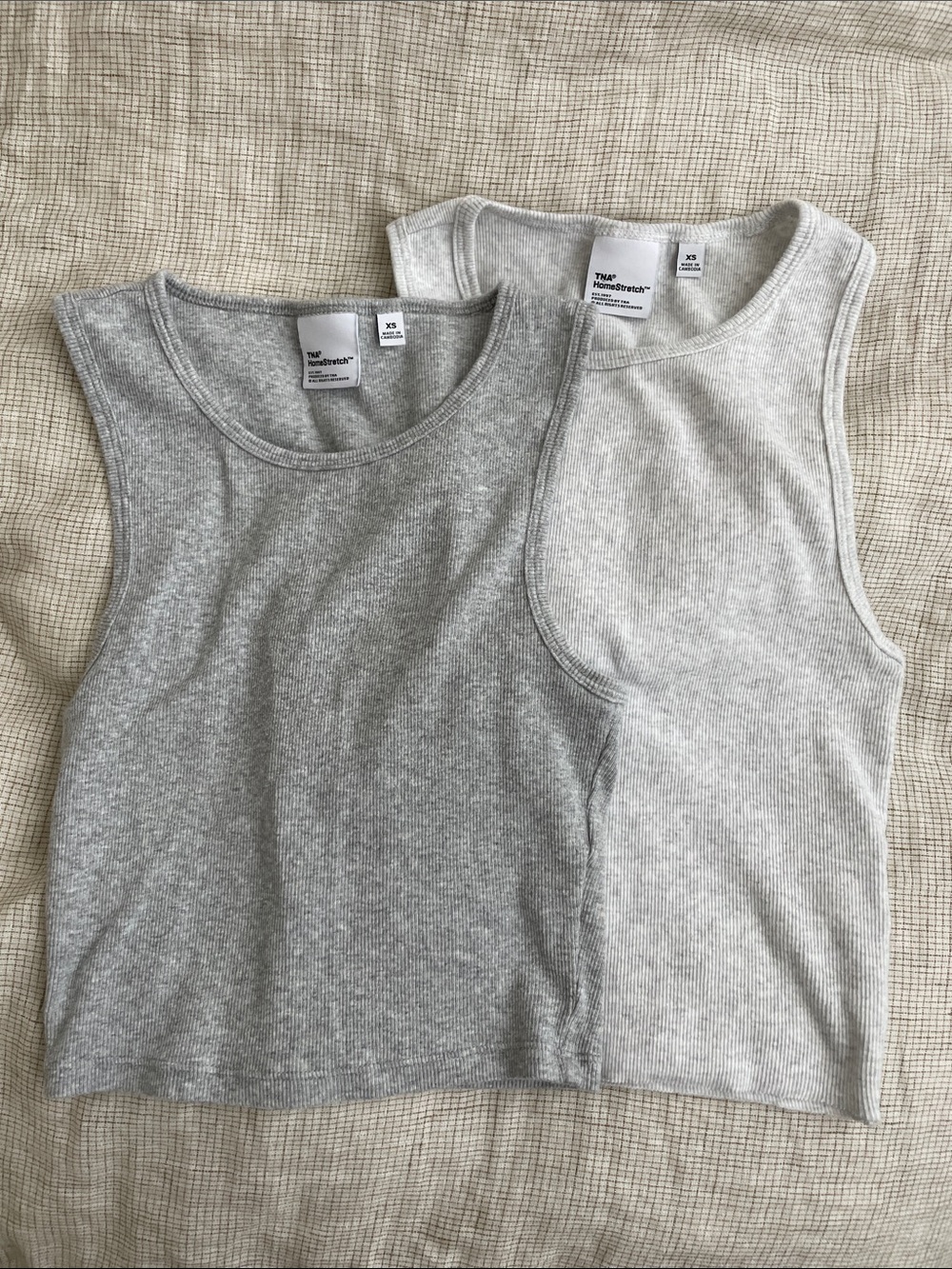 TNA HomeStretch Ribbed Tank Top - Gray & Light Gray